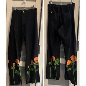 Big Bud Press Black Western Pants with Orange California Poppy Black Print